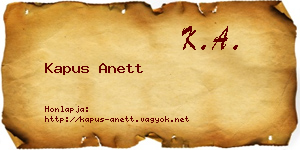 Kapus Anett névjegykártya